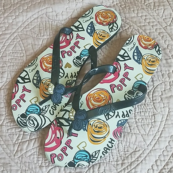 coach floral flip flops